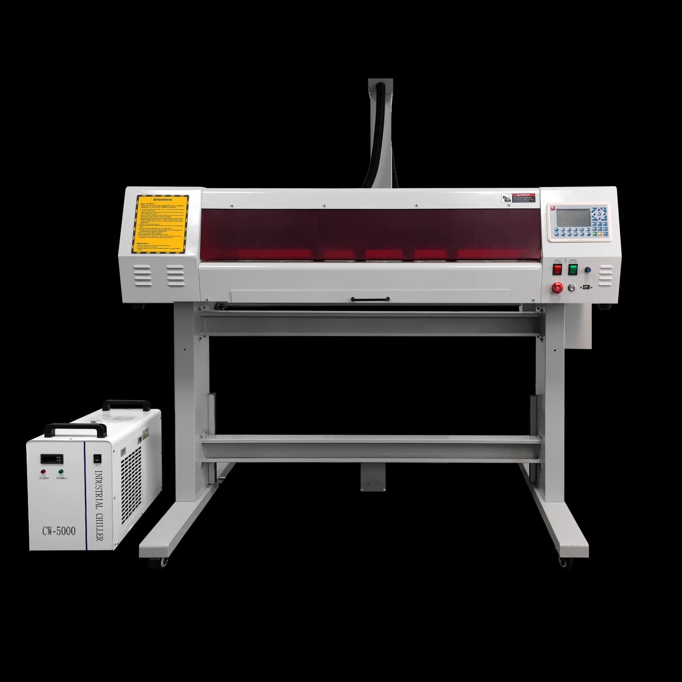 Taglierina laser CO2 automatica ad alta precisione RF Tubo metallico Vinile 3D Silicone Nuovo plotter da taglio per etichette di indumenti