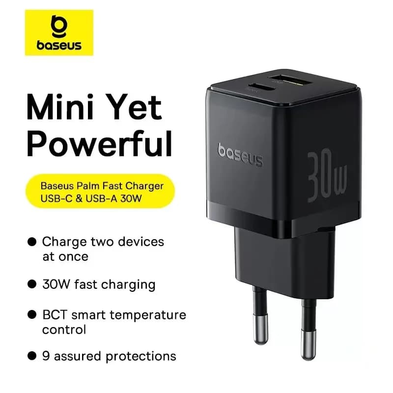 Baseus 20W 30W USB-C Charger EU Plug PD Fast Charging Portable Type-C Adapter for iPhone 15 14 13 12 11 Pro Max X XS 8 Plus