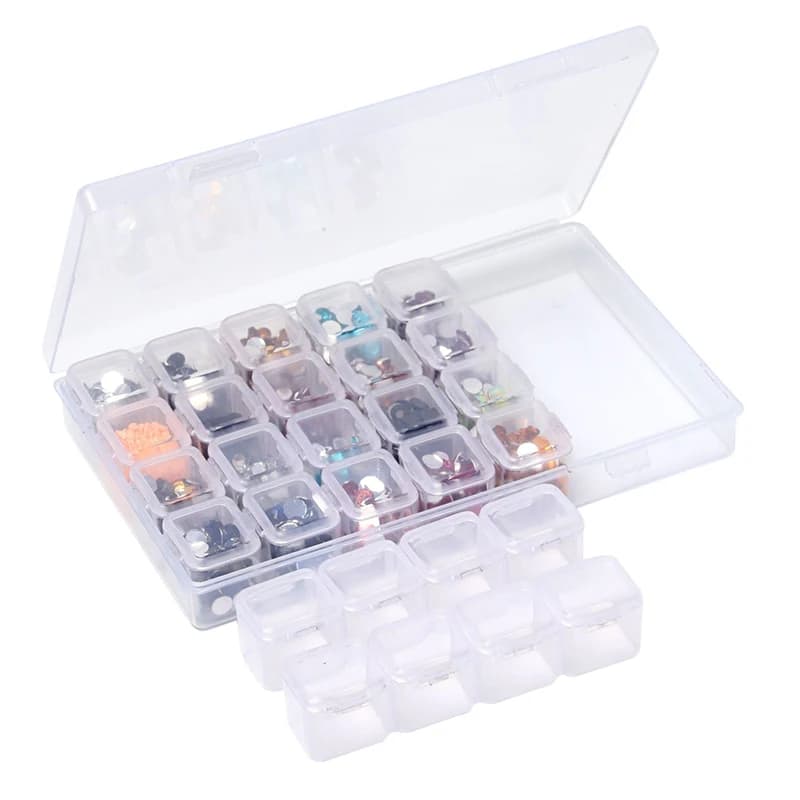 28 griglie kit di pittura diamante scatola di immagazzinaggio in plastica strumenti per strass per nail art perline scatola di immagazzinaggio custodia kit supporto organizzatore GYH