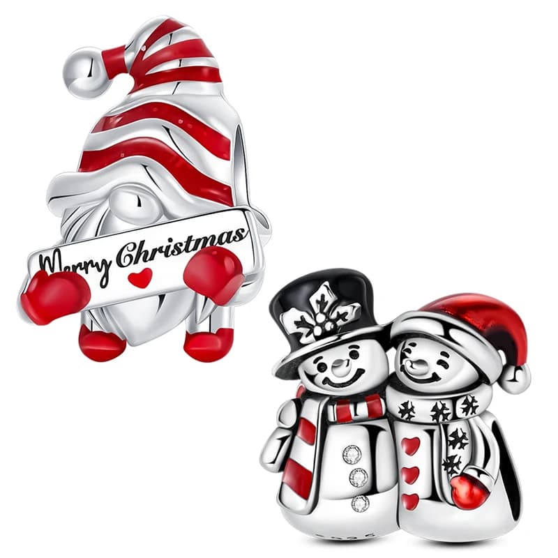 Ciondoli natalizi in argento sterling 925 con Babbo Natale, pupazzo di neve, perline, gioielli adatti per bracciale originale 925, collana per donne, regalo fai da te