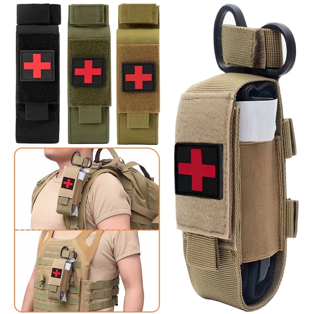 MOLLE Custodia per laccio emostatico in nylon Kit di pronto soccorso Marsupio EDC Custodia per cesoie mediche portatile Torcia esterna Fondina per coltello