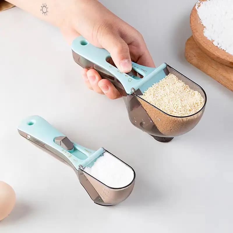 Misurini e cucchiai regolabili da 2 pezzi, per ingredienti secchi e liquidi, set di misurini regolabili, utensili da cucina