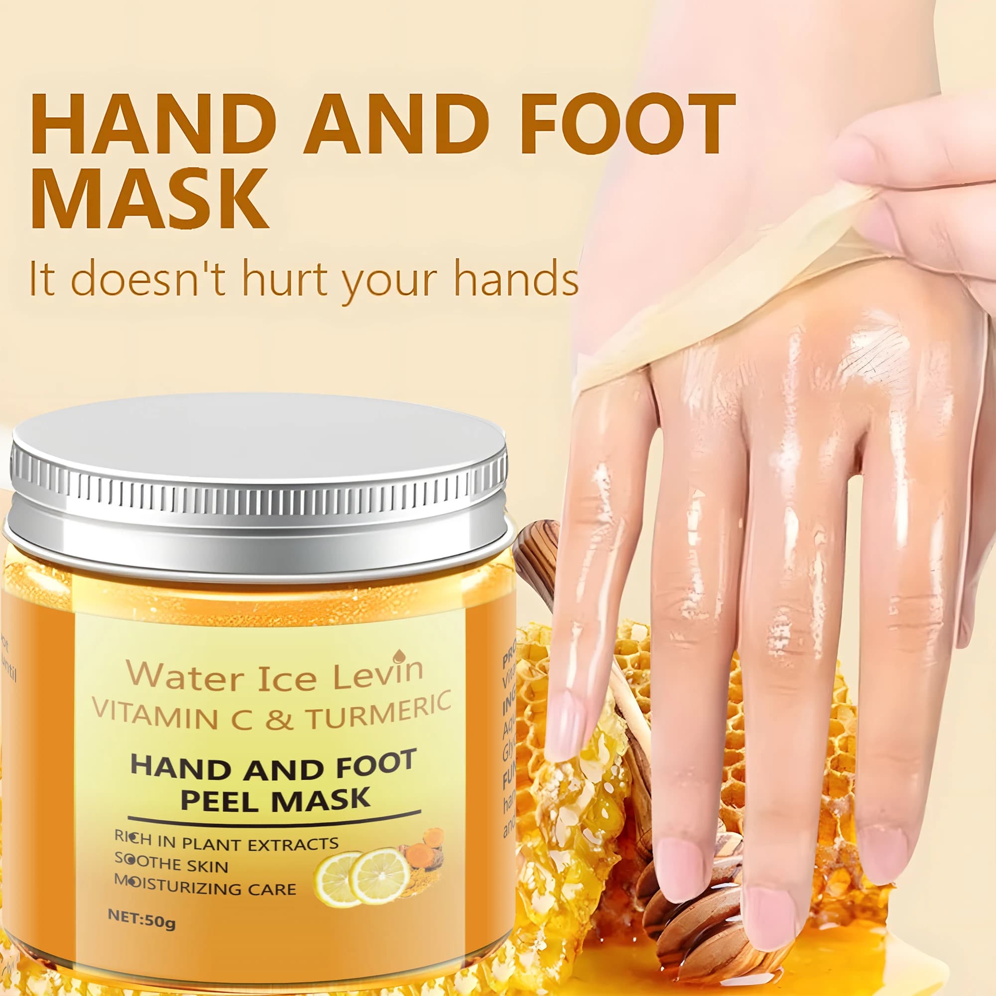 50g Curcuma Vitamin C Hand and Foot Mask, Plant Care, Hydrating and Moisturizing, Instant Washing, Fluid Repair, Light Skin Nutrition, Fresh skin in one step