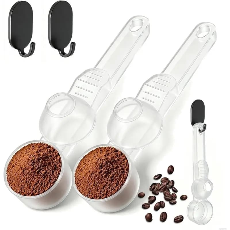 ABLJ Coffee & Protein Powder Scoop 2 Pcs Coffee Scoop With Funnel Measuring Spoon 2 TBSP Capacity For Coffee, Tea Etc Clear