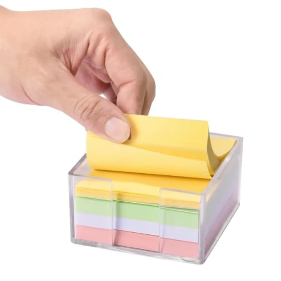 Portablocco Adesivo in Acrilico 3x3 Pollici, Dispenser per Note Adesive Trasparente per Dormitorio, Casa e Ufficio, Organizzatore da Scrivania in Acrilico