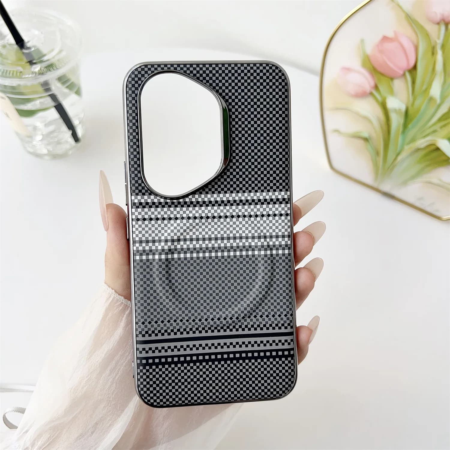 Luxury Skin Feel Cube Pattern Plating Magsafe Case for Honor 400 Pro Global Honor 400 Global Wireless Charging Back Cover Funda