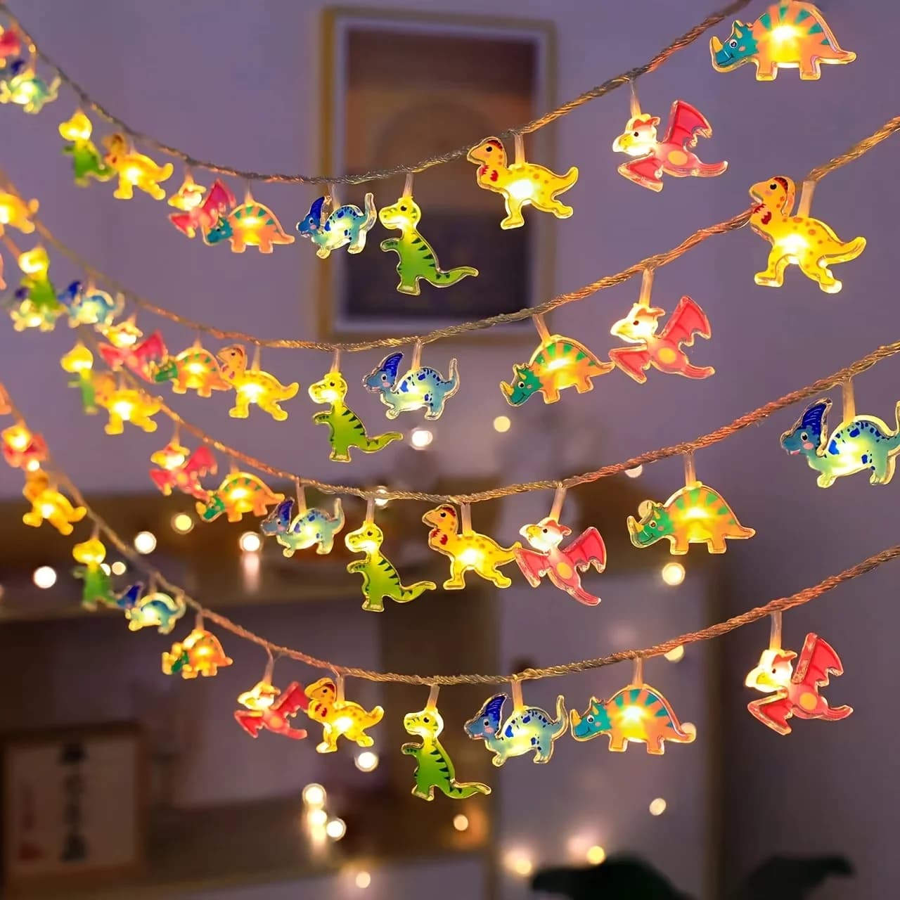 1.5/3M LED Dinosaur Shape String Lights Cartoon Lanterns Christmas Festival Decorative Lights Children's Room String Lights