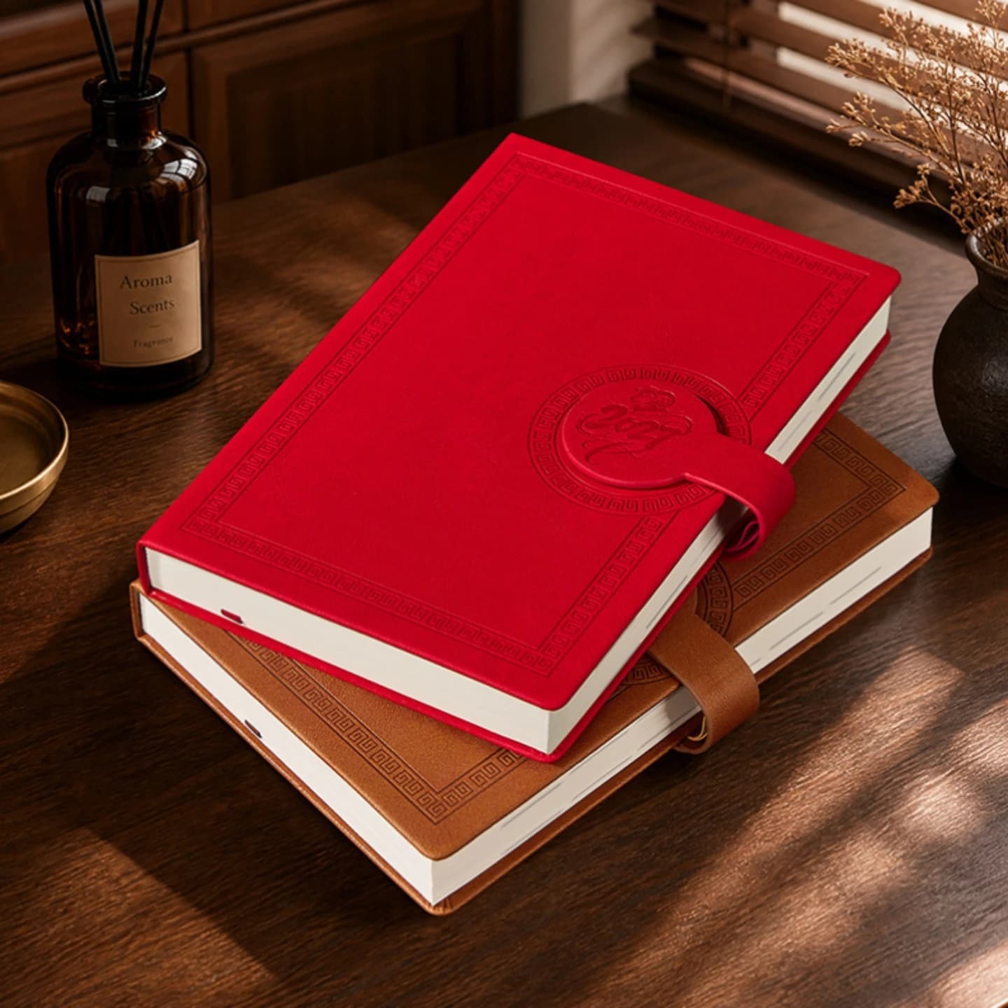 2027 A5 Premium Leather Daily Planner - Thick Hardcover Journal, Efficiency Planner for Daily Goals, Premium Efficiency Notebook