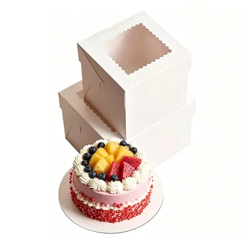 2/4/6PCS White Bakery Boxes with Window Foldable Cake Box Disposable Item Cookies Pastry Cake Storage Box Birthday Party