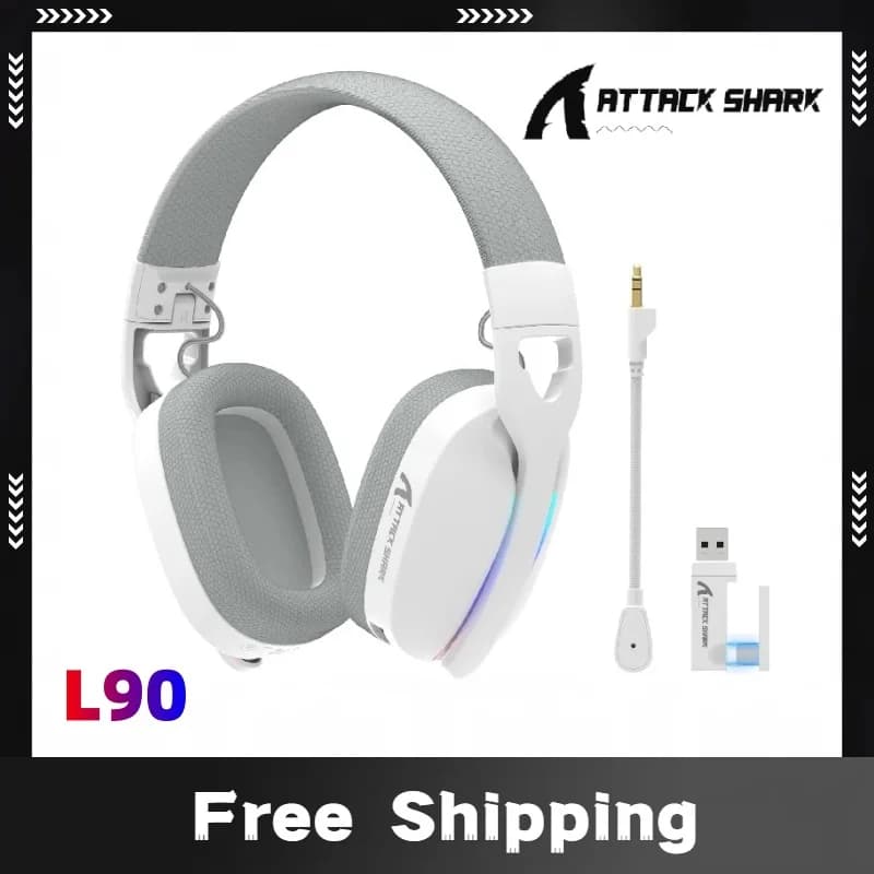 Hot Sale ATTACK SHARK L90 Floating Headphones Tri-Mode Ultralight Microphone Detachable With Noise Cancellation RGB 500mAh