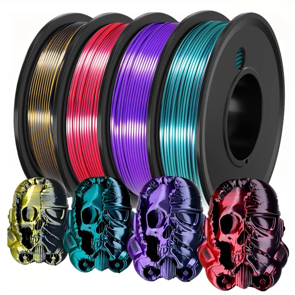 3D PLA Printer Filament Double Color 1,75 mm Silk Filament PLA 1 kg 250 g 3D Plastic Material Two Color Filament PLA Black Red Green