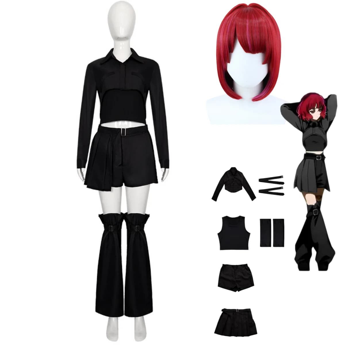 Anime Oshi No Ko Arima Kana Cosplay Costume Black Tops Skirt Uniform Full Set Wig Adult Woman Sexy Carnival Halloween Suit