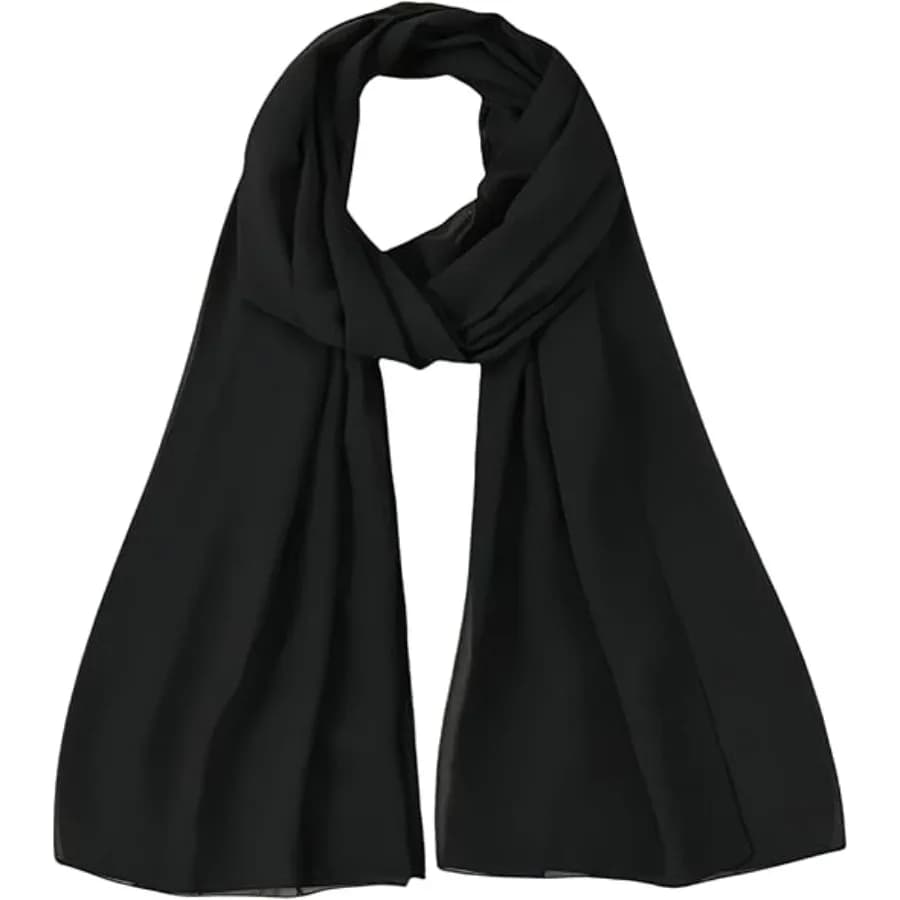 Hijab in Chiffon Premium, Sciarpa Avvolgente per Donne Musulmane, Leggero, Nero