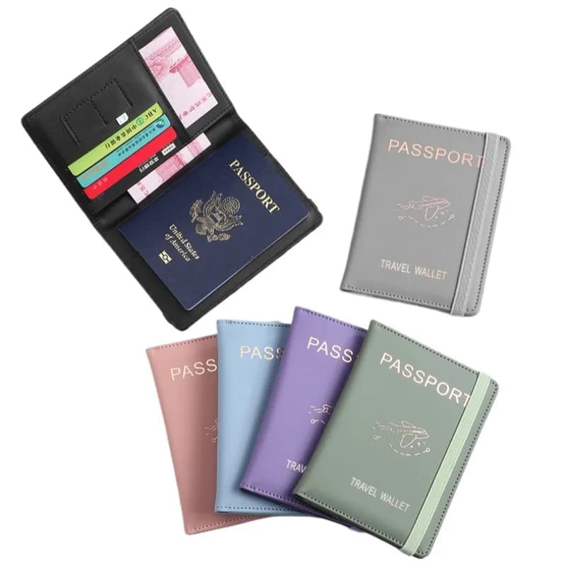 Custodia per passaporto multifunzione con blocco RFID da 1 pezzo con custodia per passaporto con tasca per slot per scheda SIM di credito ID in pelle PU