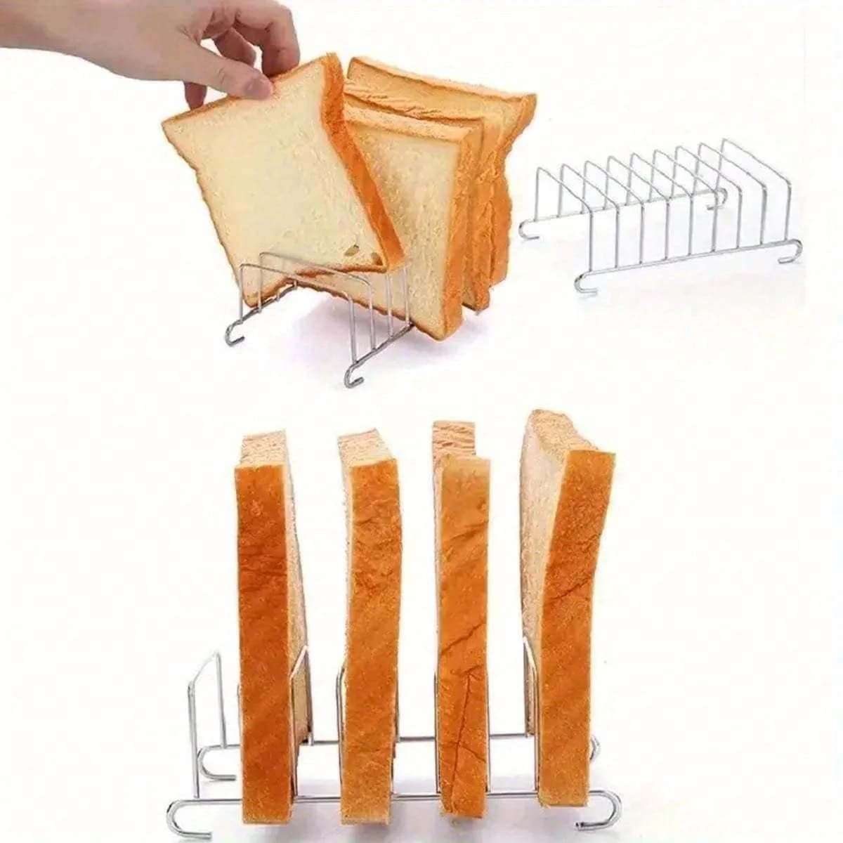 1pc Air Fryer Toast Rack, Stainless Steel Bread Rack, Baking Tools, Kitchen Accessories