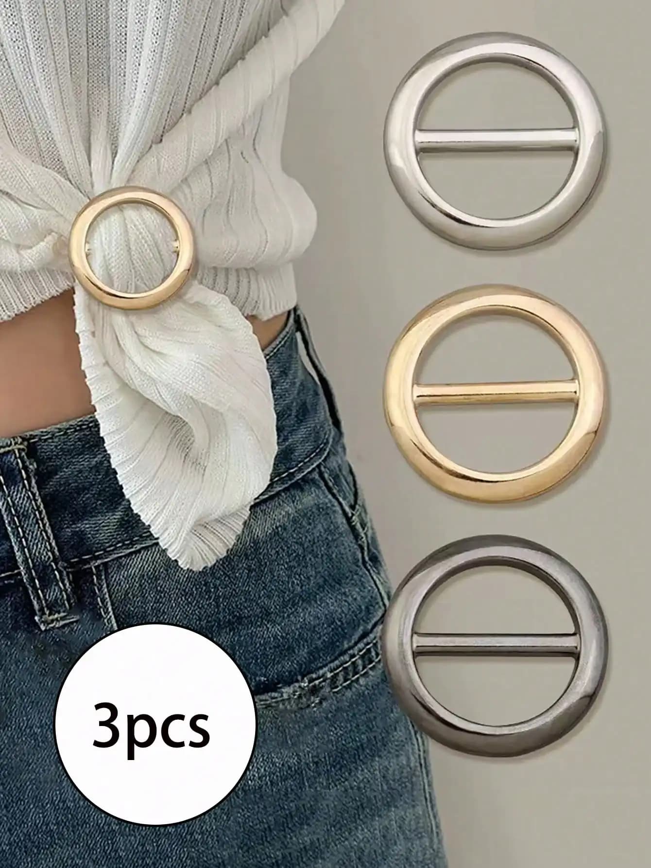 2 pezzi, uno in oro, uno in argento. Clip multifunzionali in metallo per sciarpe e accessori - Accessori eleganti e alla moda adatti per sciarpe, magliette e cinture, adatti a ogni occasione.