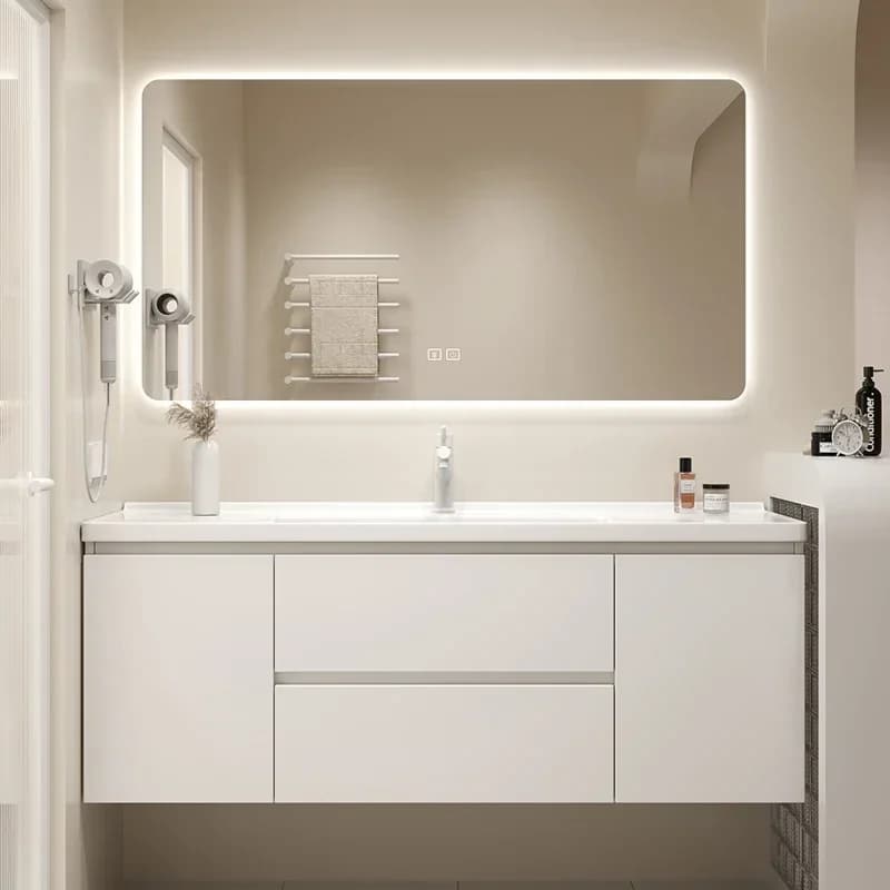 Organizzatore per Bagno con Cassetti, Mobile per Trucco con Specchio, Armadietto per Doccia, Mobili Vasagle
