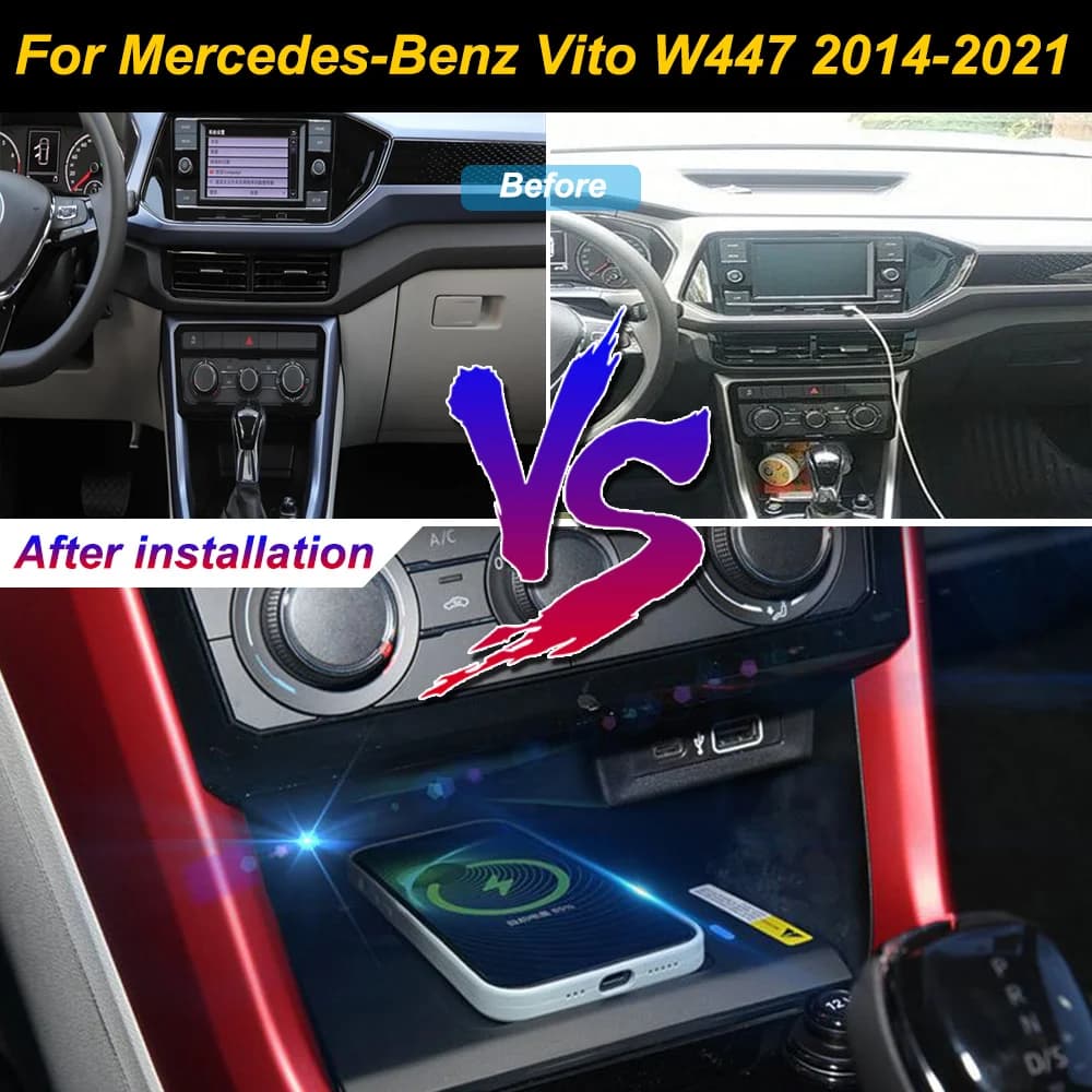 for Volkswagen T-CROSS Tacqua 2019-2022 Car Wireless Mobile Phone Charger Center Console Storage iphone fast charge plate holder