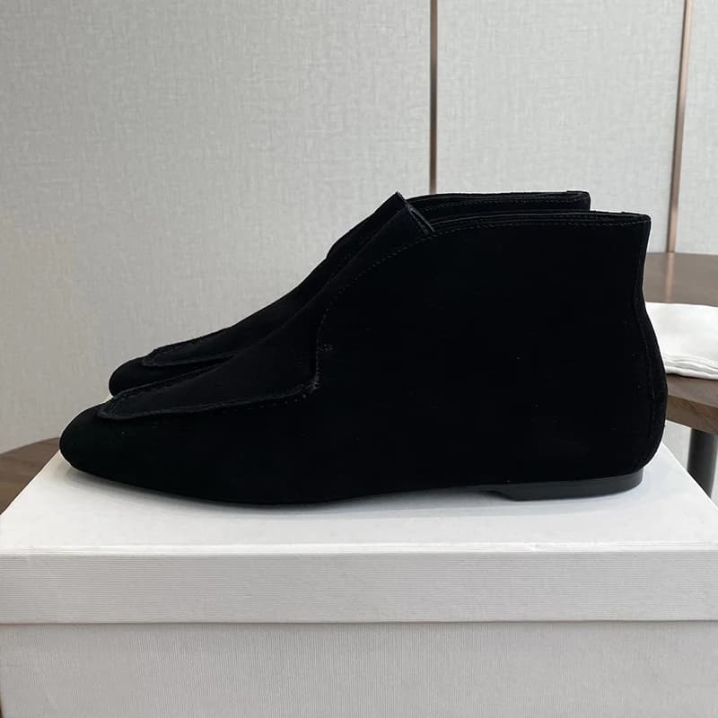 Lazy Loafers Women Flat Bottom Short Boots Suede Round Toe Ankle Botas De Mujer Ladies Spring Autumn British Style Riding Boots