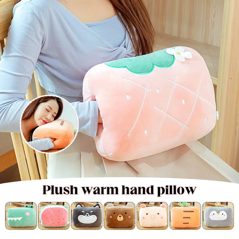 Cartone animato peluche cuscino farcito cuscino per le mani casa ufficio auto viaggio scaldino invernale peluche pisolino degli studenti