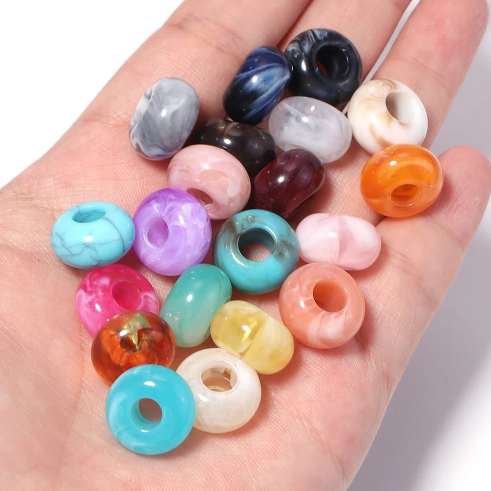 50pcs 14x8mm Dual Color Abacus Bead Imitation Jade Acrylic Beads Flat Round Loose Beads For Jewelry Making DIY Bracelet Supplies