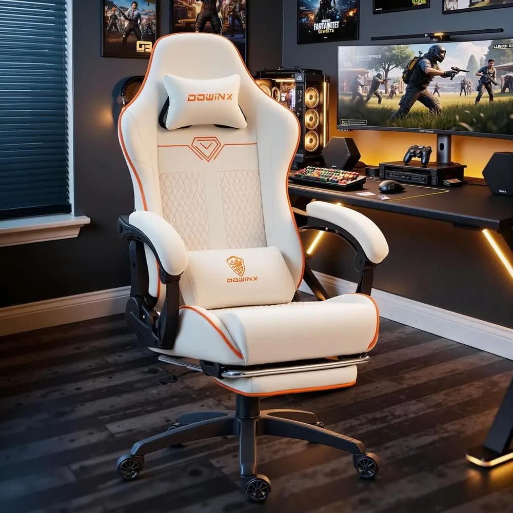 Sedia da Gaming Ergonomica Stile Racing per 160 kg, Reclinabile con Supporto Lombare Massaggiante, Ideale per Sessioni Prolungate di Gioco o Lavoro
