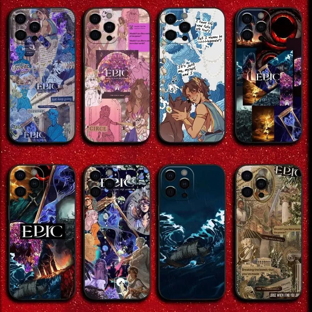 Music E-Epic The Musical Custodia per iPhone 16,15,14,13,12,11,Pro,XS,Max,XR,Plus,E,SE4,Mini Cover nera antiurto