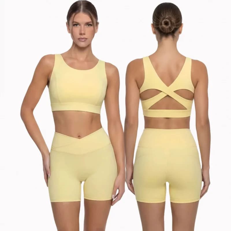 Women's Sporty Set, Two Pieces, Fitness and Yoga Set, Fitted Shorts, Sporty Clothing for Cycling, Gym and Running