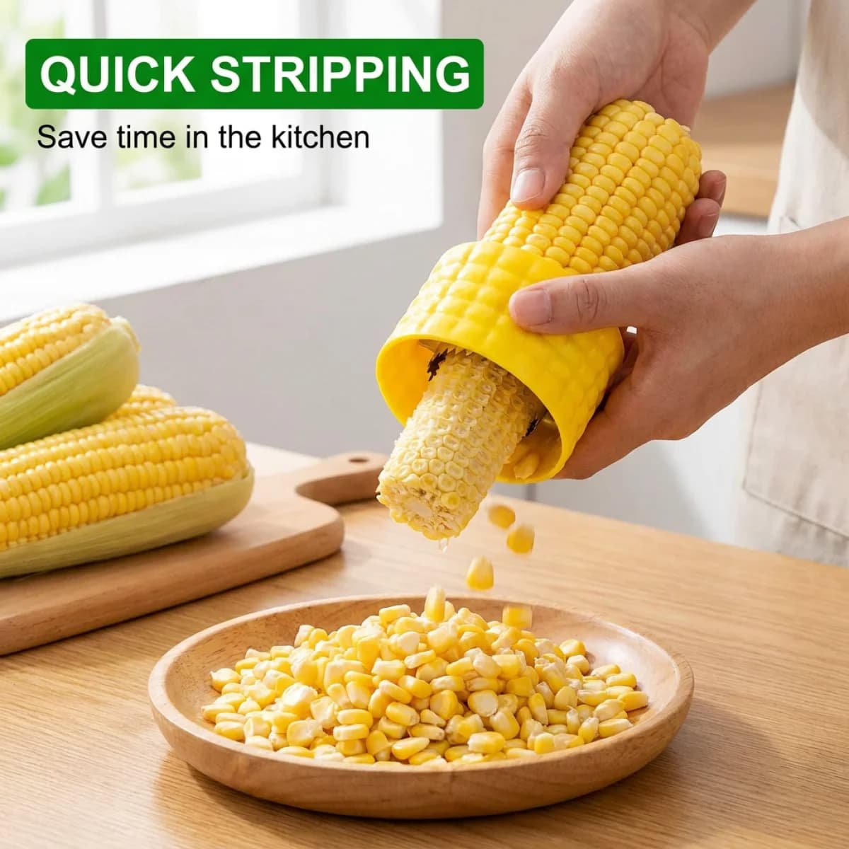 Multifunctional Corn Cutter Remover–Serrated Core, Anti-Slip Design, Plump Kernels Intact, for Fresh/Cooked/Dried Corn