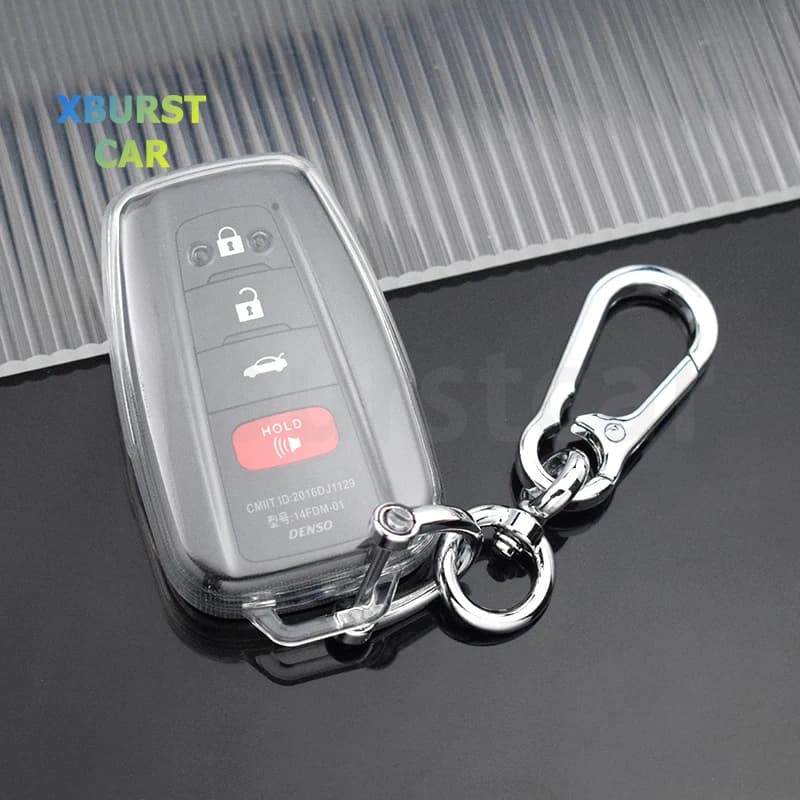 Portachiavi auto in TPU trasparente per Toyota Camry CHR Corolla RAV4 Avalon Land Cruiser Prado Prius Remote Shell Fob Cover Holder