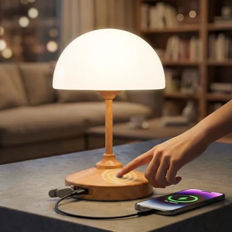 Lampada a Forma di Fungo Senza Fili, Lampada da Tavolo, Lampada da Esterno Impermeabile, Batteria Ricaricabile 5000mAh, Dimmerabile con Controllo Touch