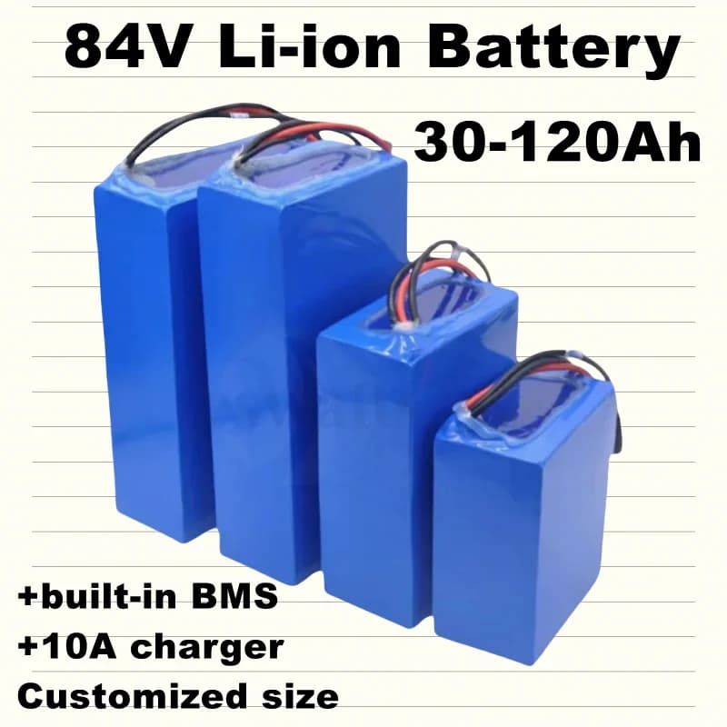 Lithium Ion Battery 84V BMS for 4000W 5000W Inverter Motorcycle Golf Cart 50Ah 30Ah 100Ah 60Ah 80Ah with 10A Charger