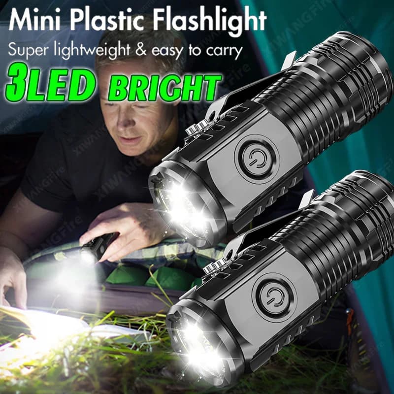 Super Bright LED Portable Flashlight 3*SST20 - High Quality Rechargeable USB Flashlight, Waterproof with CLIP for Camping Excursions
