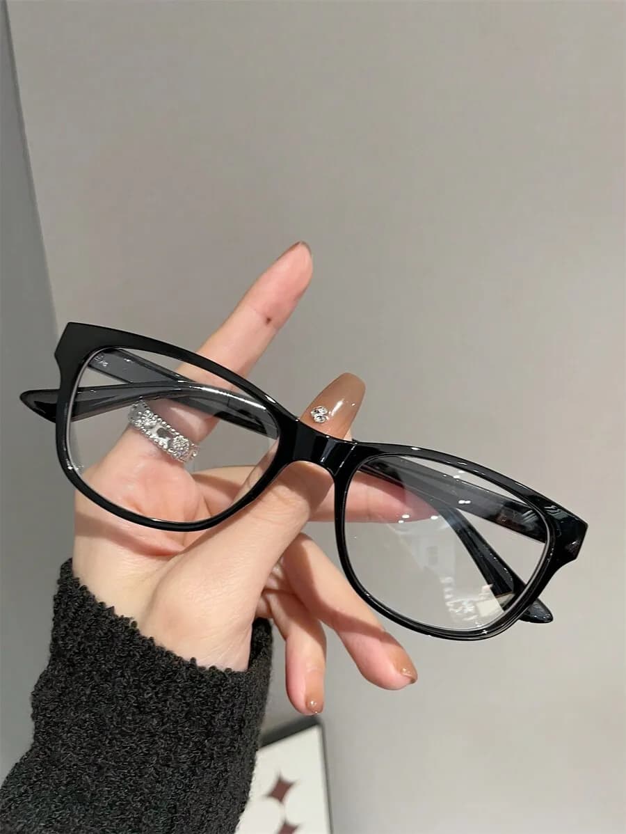 1pc Women's Oval Shaped Casual Streetwear Fashion Clear Lens Glasses