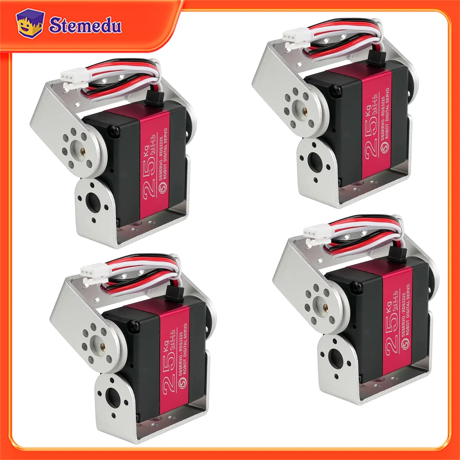 25KG 6V RDS3225 Servomotore RC digitale a doppio asse 180/270 gradi Impermeabile HY2.0 3P Cavo terminale per bracci manipolatore robot