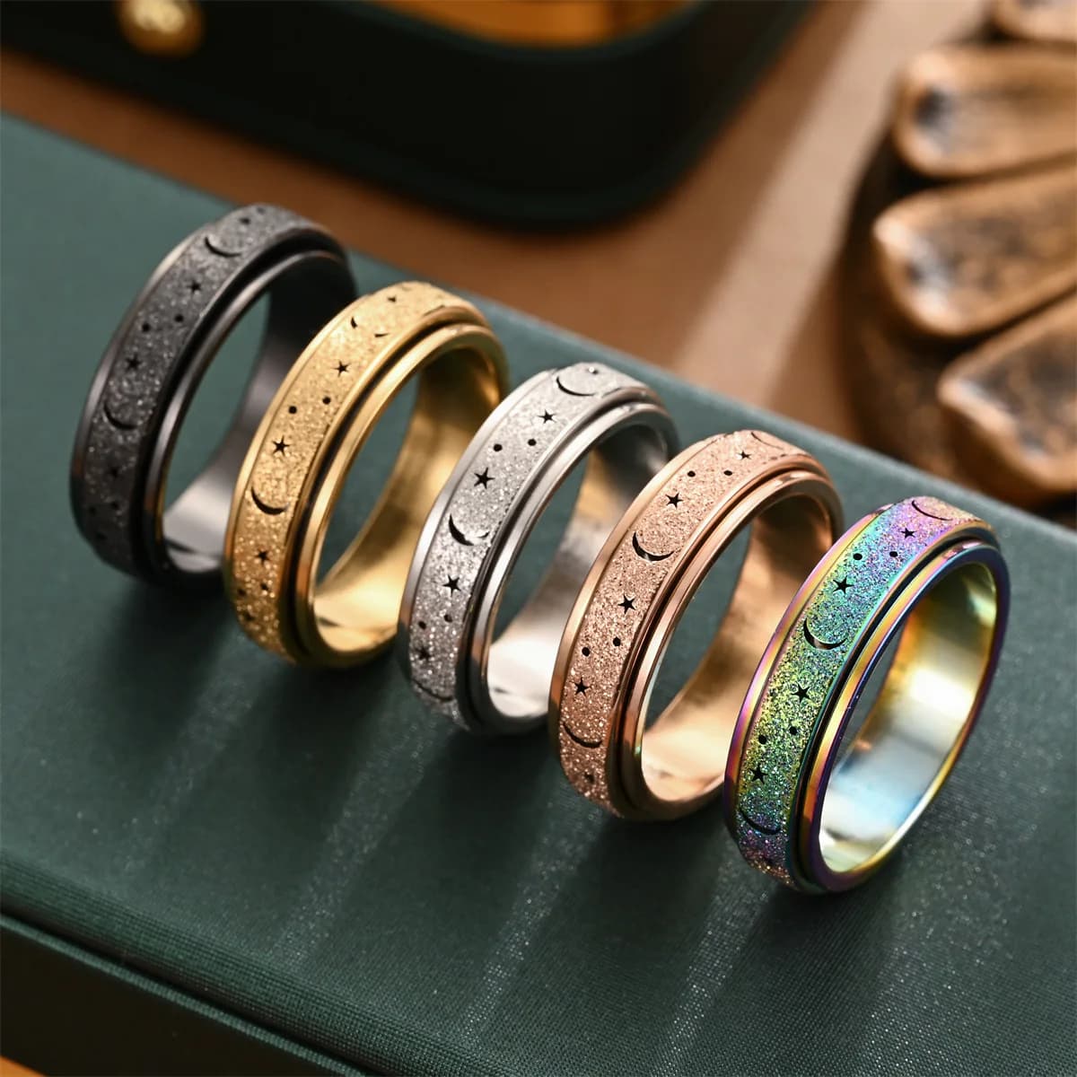 Anello Antistress Girevole in Acciaio Inossidabile al Titanio per Uomo e Donna, Anello Fidget per Adulti