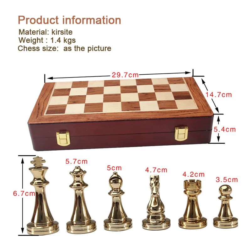 BSTFAMLY set di scacchi kirsite, gioco portatile di scacchi internazionali, scacchiera pieghevole in legno king altezza 67 mm gioco di scacchi I62