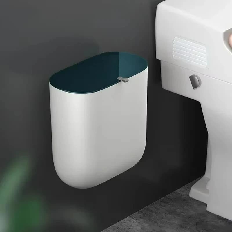 Bathroom Recycling Garbage Dustbin, Cleaning Tools Self-adhesive Hook Floor Stand Trash Can for Kitchen, Home Waste Bin
