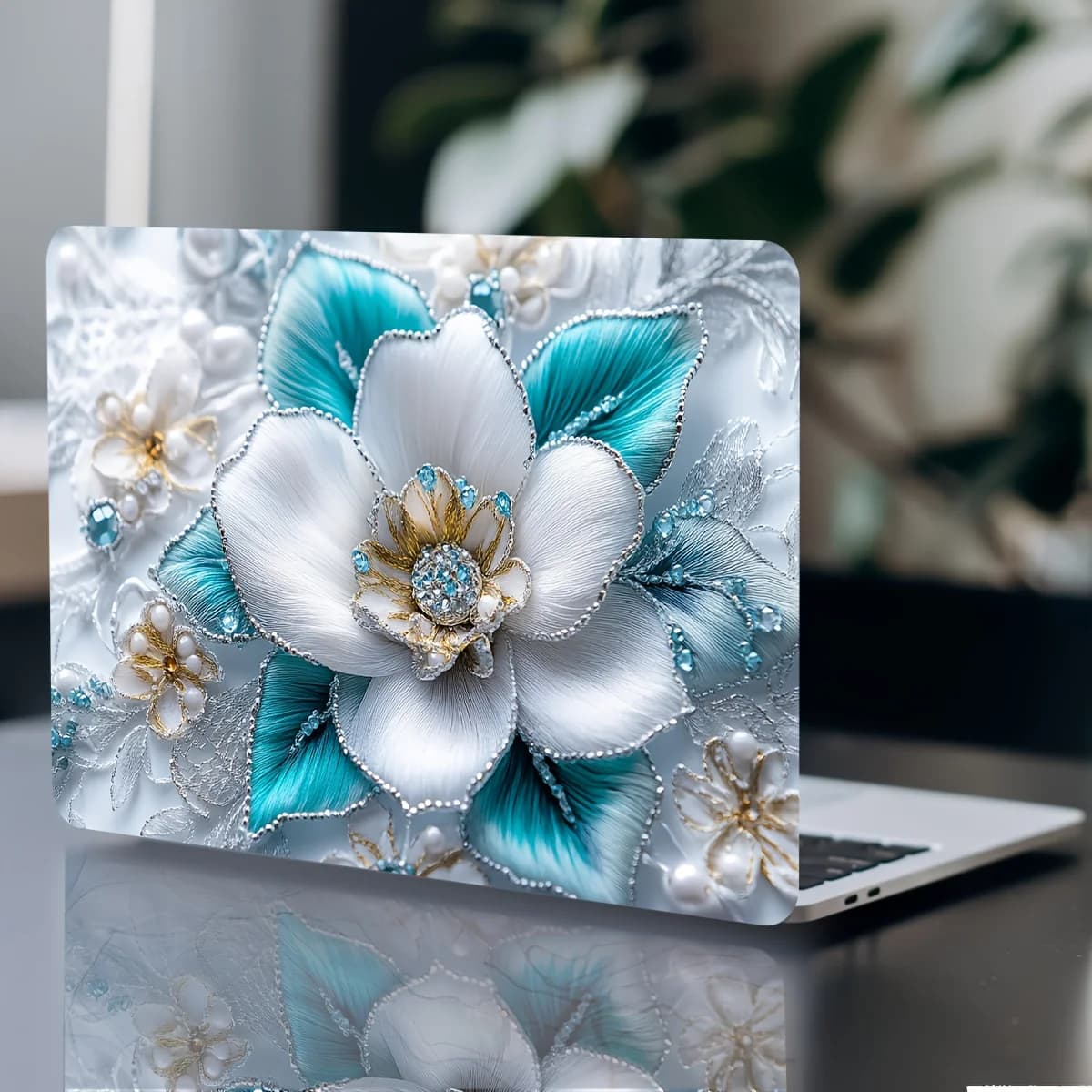 Double package floral pattern laptop sticker, self-adhesive art decal, scratch-resistant semi-matte surface, suitable for laptop