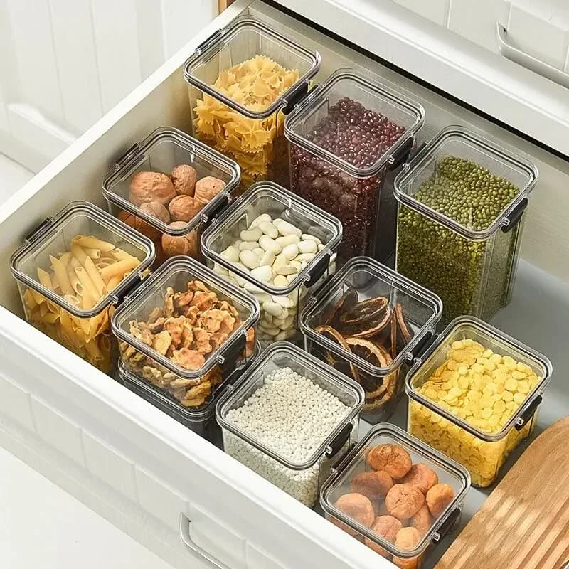 Sealed Box Kitchen Grain Storage Tank Drawer Storage Jars Dried Fruit Goods Airtight Container Moisture-proof Plastic Can New