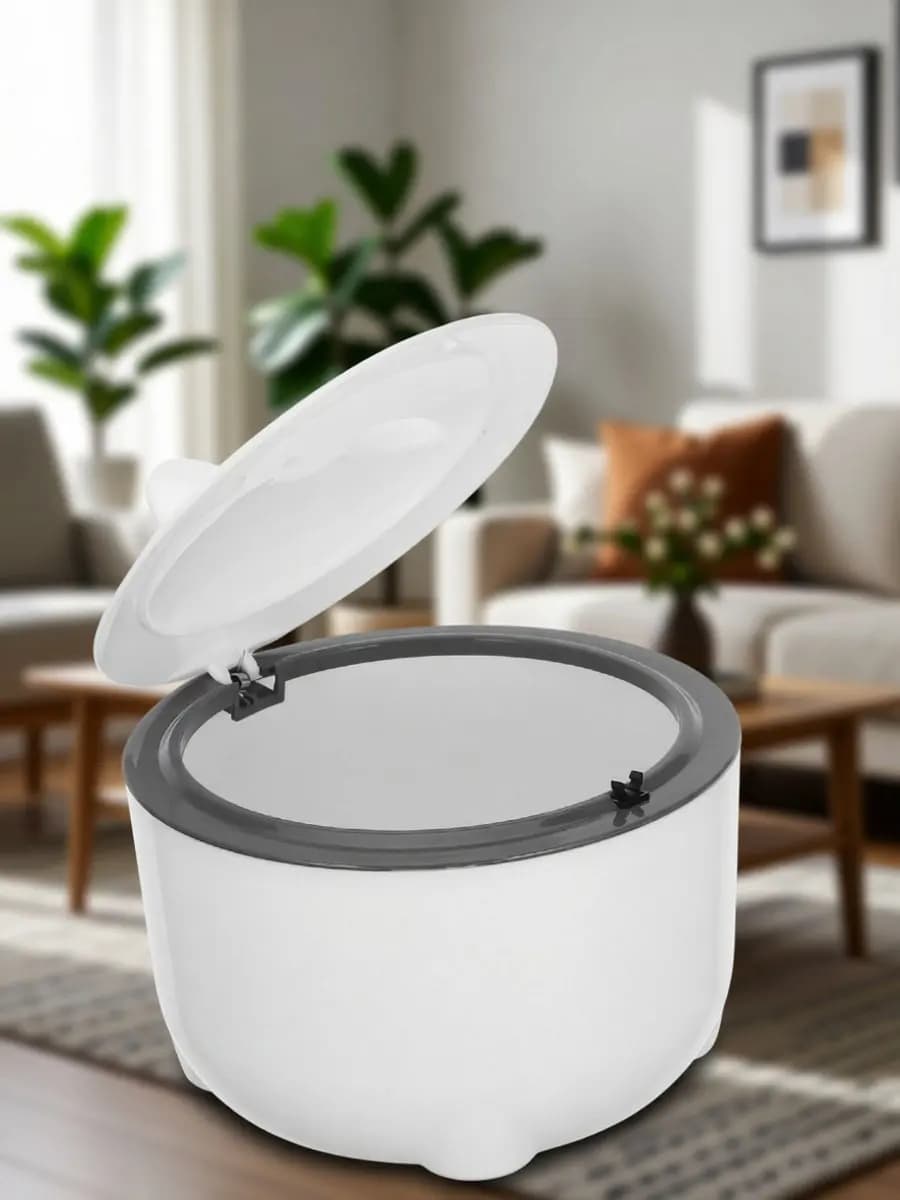 1Set Cat Litter Disposal Bin Enclosed Trash Can Lid Odor Sealing Large Capacity Plastic Garbage Container Desktop Trash Can