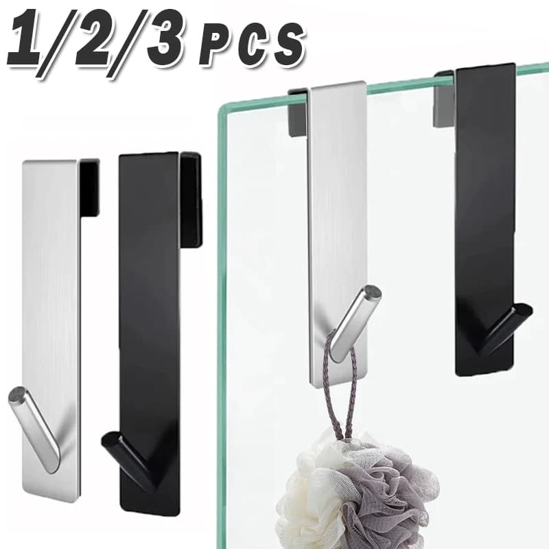 Stainless Steel Bathroom Shower Door Rear Hook on Glass Door Towel Holder Hooks S Shape Bath Bathrobe