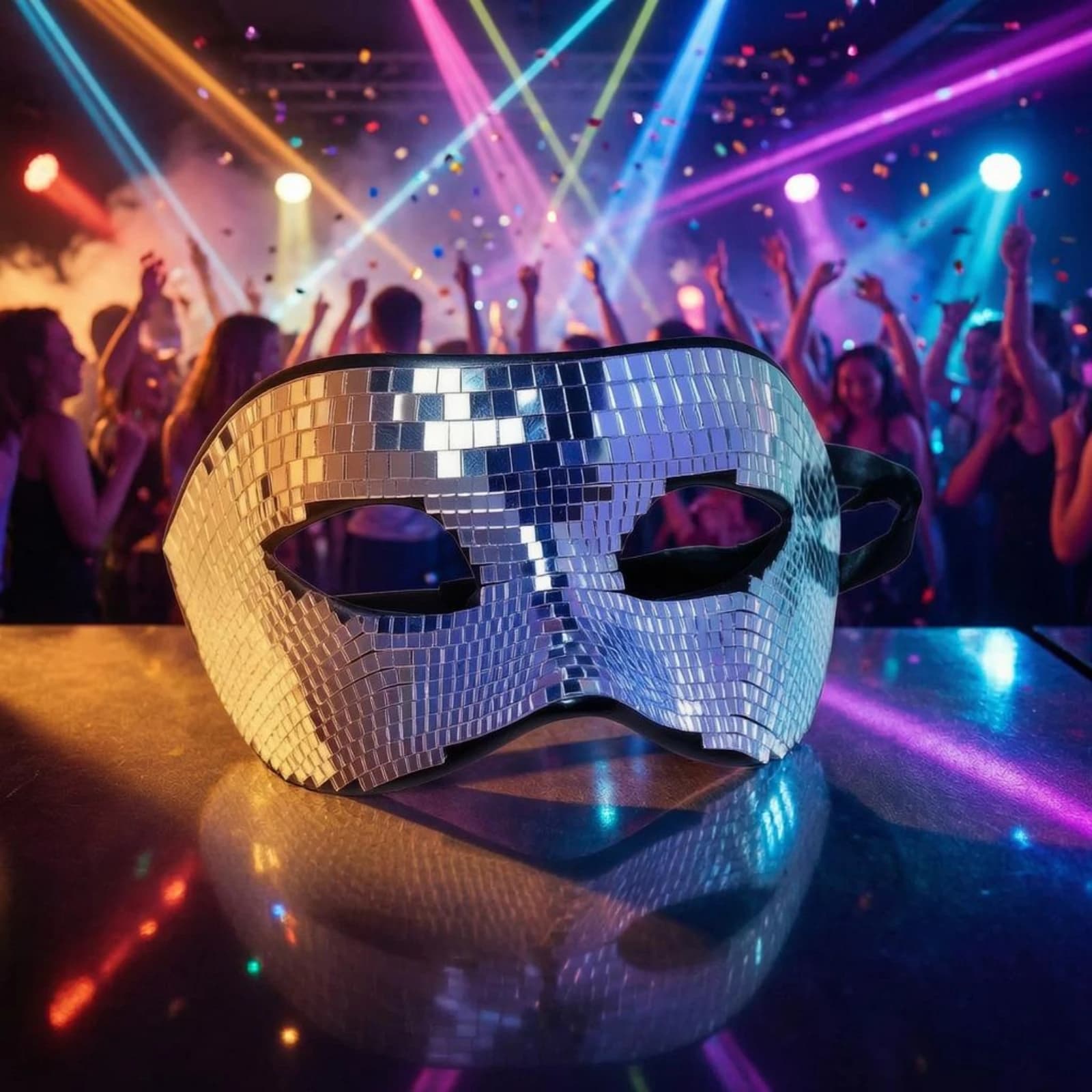 Maschera a Specchio con Mosaico Riflettente, Maschera Disco Ball, Copriviso Sagomato, Accessorio per Costume Leggero