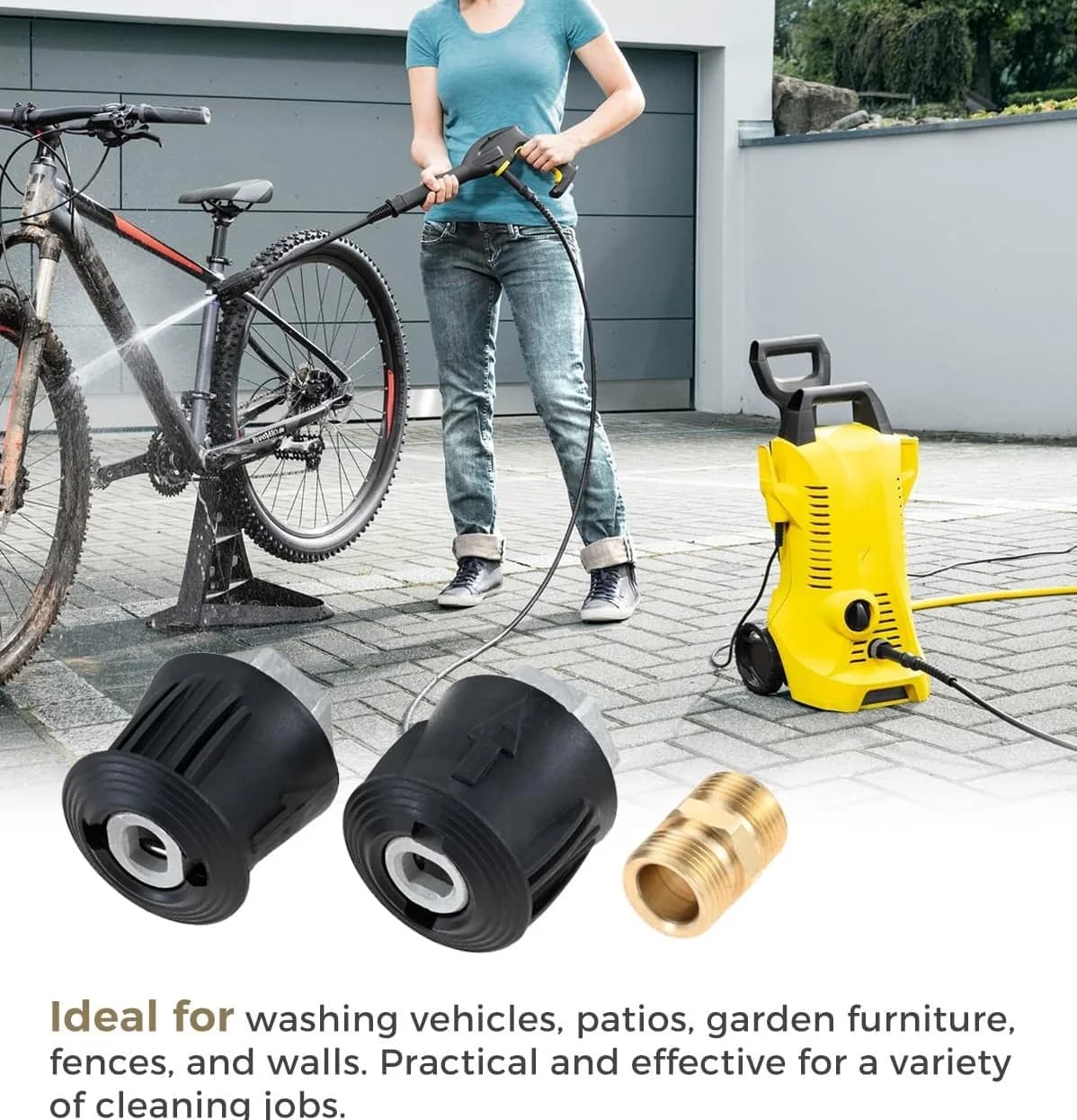 Set di Raccordi Rapidi ad Alta Pressione per Tubi Karcher, Adattatore con Filettatura Femmina M22 14mm, Accoppiatore Maschio, Accessori da Giardino