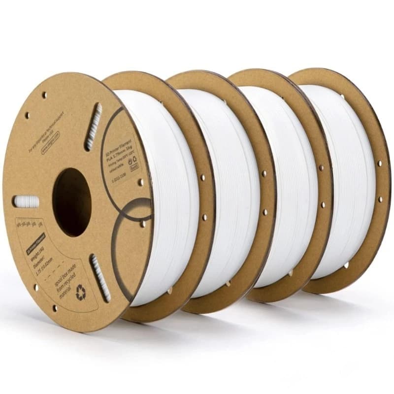 Filament PLA 1,75 mm White 4 kg Disposable 3D Printer Filament Pack of 4 1 kg cardboard coils Filament for 3D printing FDM Dimensional