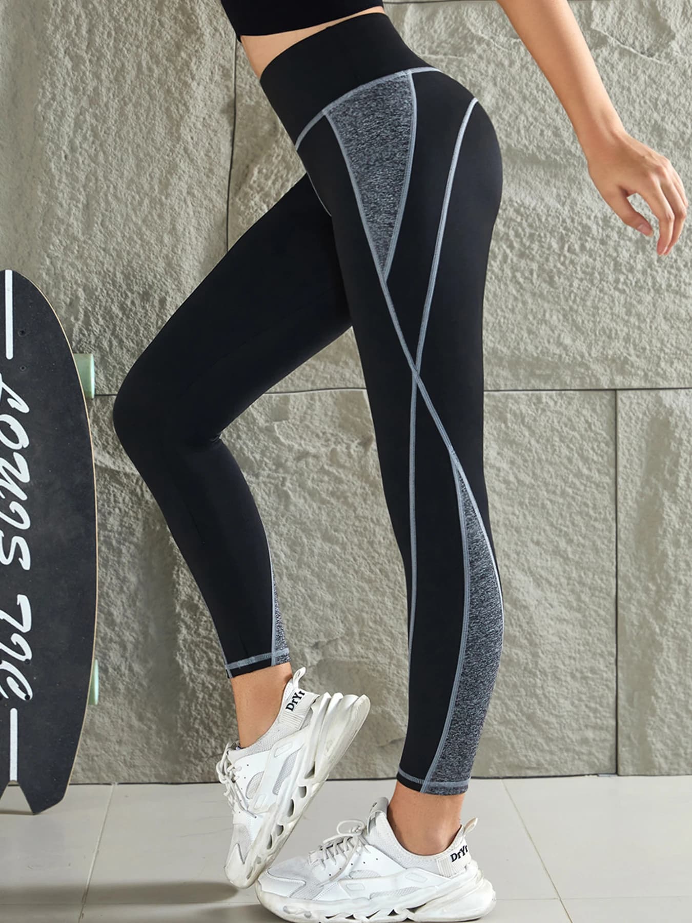 Leggings da yoga multicolori con giunture a vita alta che stringe la pancia, sport da palestra, corsa, pantaloni da yoga elasticizzati in quattro direzioni