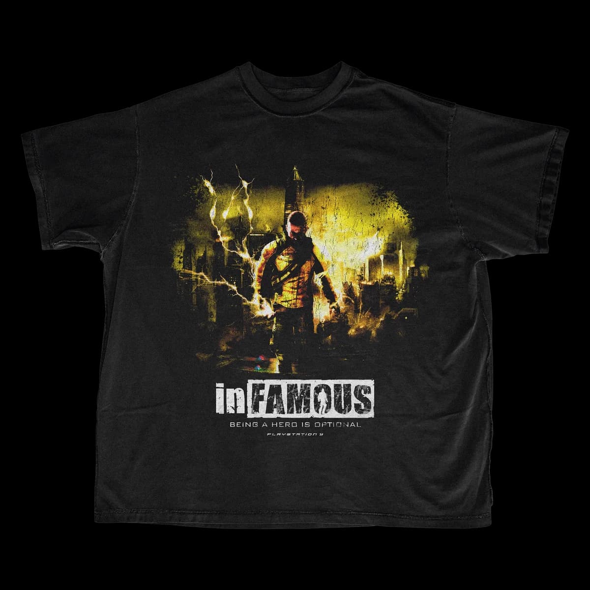 Maglietta InFAMOUS Cole MacGrath Retro Action per uomo e donna, maglietta vintage con grafica del gioco Punch, streetwear