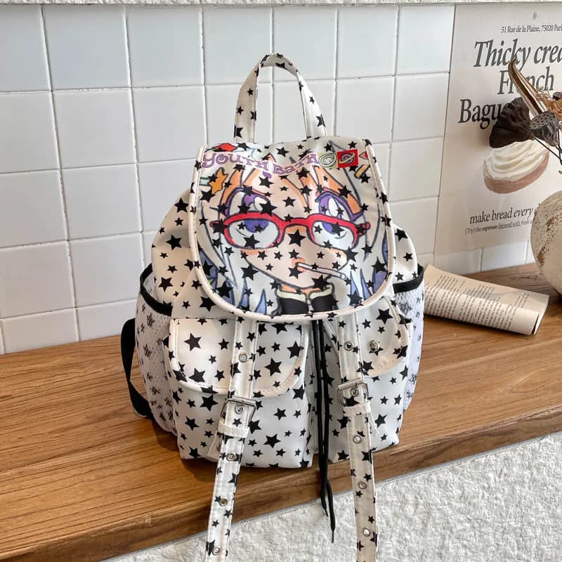 Nuovissimo Zaino con Design a Pois, Capiente Borsa a Tracolla Unisex in Tela, Alla Moda e Versatile per Uso Quotidiano e Pendolarismo