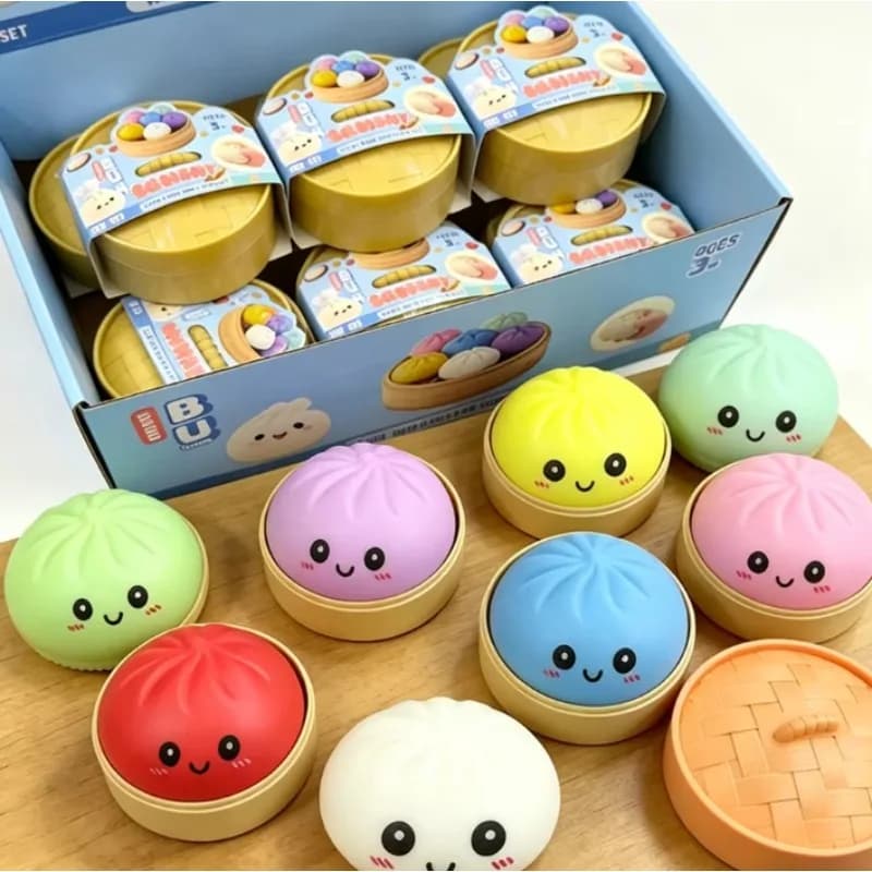 Dumpling Pressure Dumpling Squishies Cute Colorful Bun Toy Slow Rising Stress Relief Fidget Toy for Kids Adults Anti-Anxiety Gif