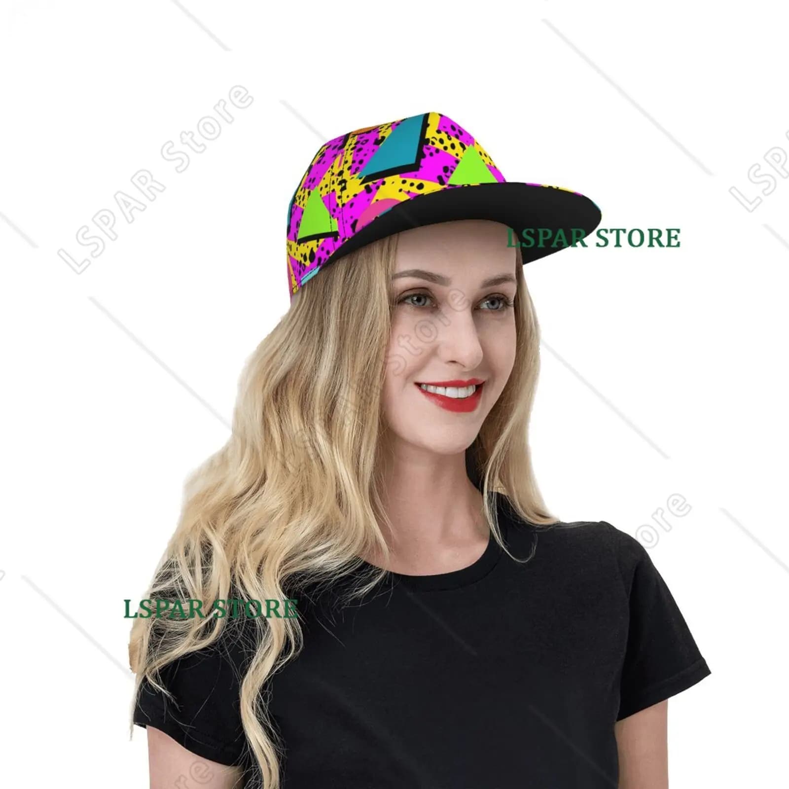 Retro 80s 90s Printed Flat Brimmed Hat Street Skateboarding Hip Hop Hat Outdoor Leisure Sunshade Baseball Hat Universal